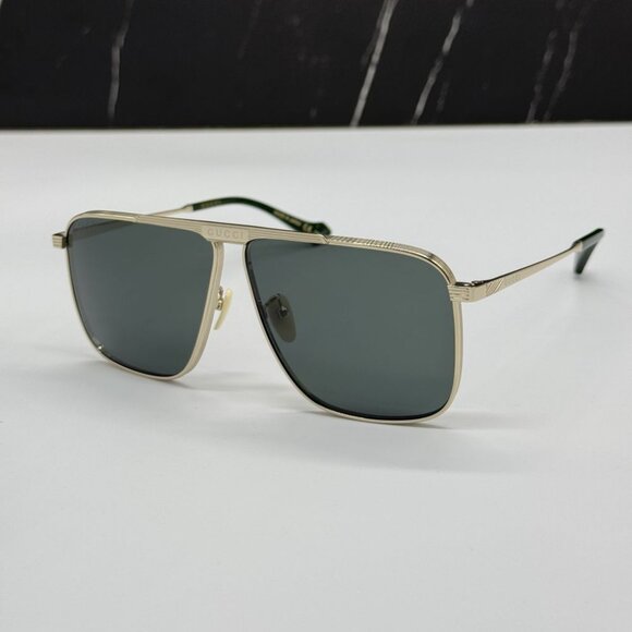 NEW GUCCI GG0840S 002 SUNGLASSES MEN AVIATOR GOLD EYEWEAR - Picture 8 of 13